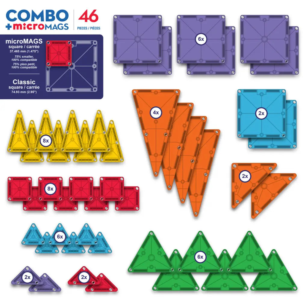 Magna-Tiles® Combo Micro Mags 46 piece set