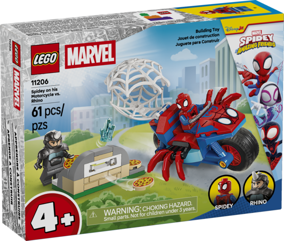 LEGO® Spidey And His Amazing Friends Spidey on his Motorcycle Vs Rhino