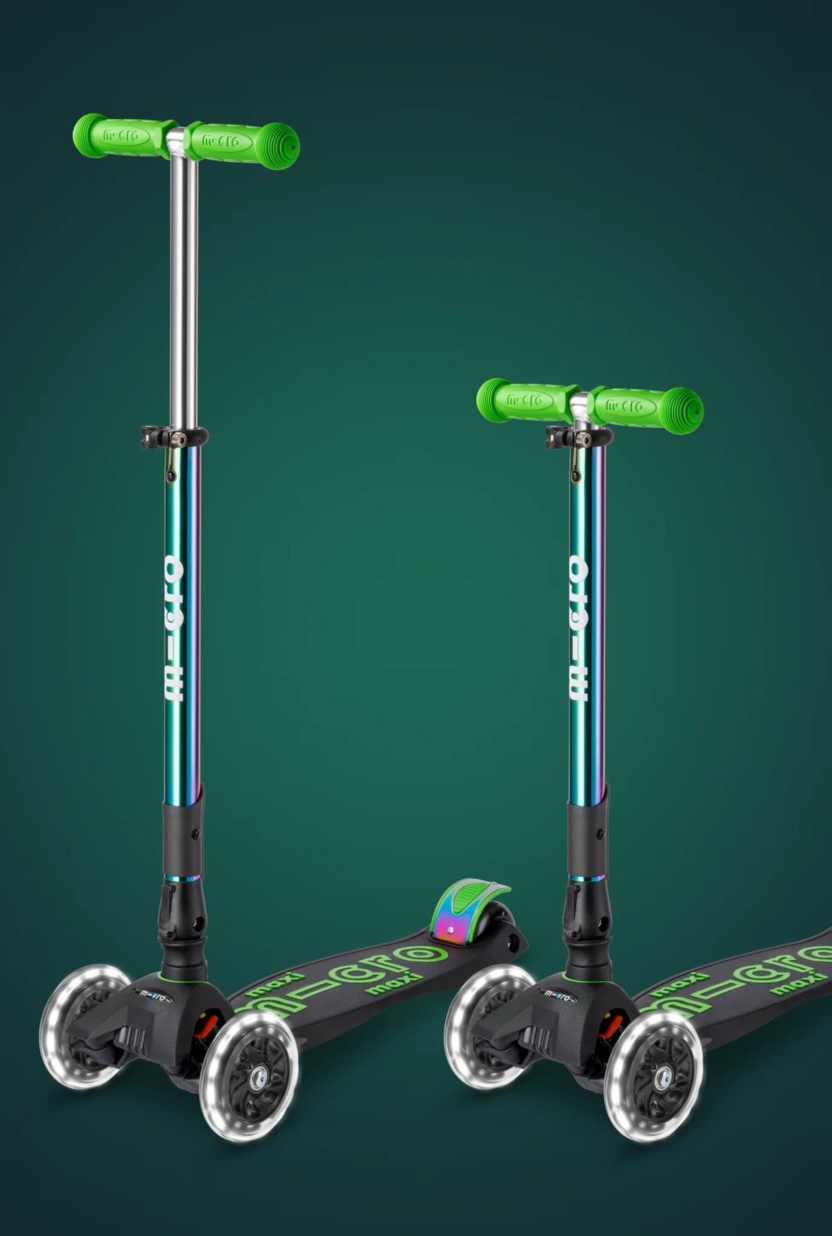 Maxi Deluxe LED Foldable Green Neochrome Scooter