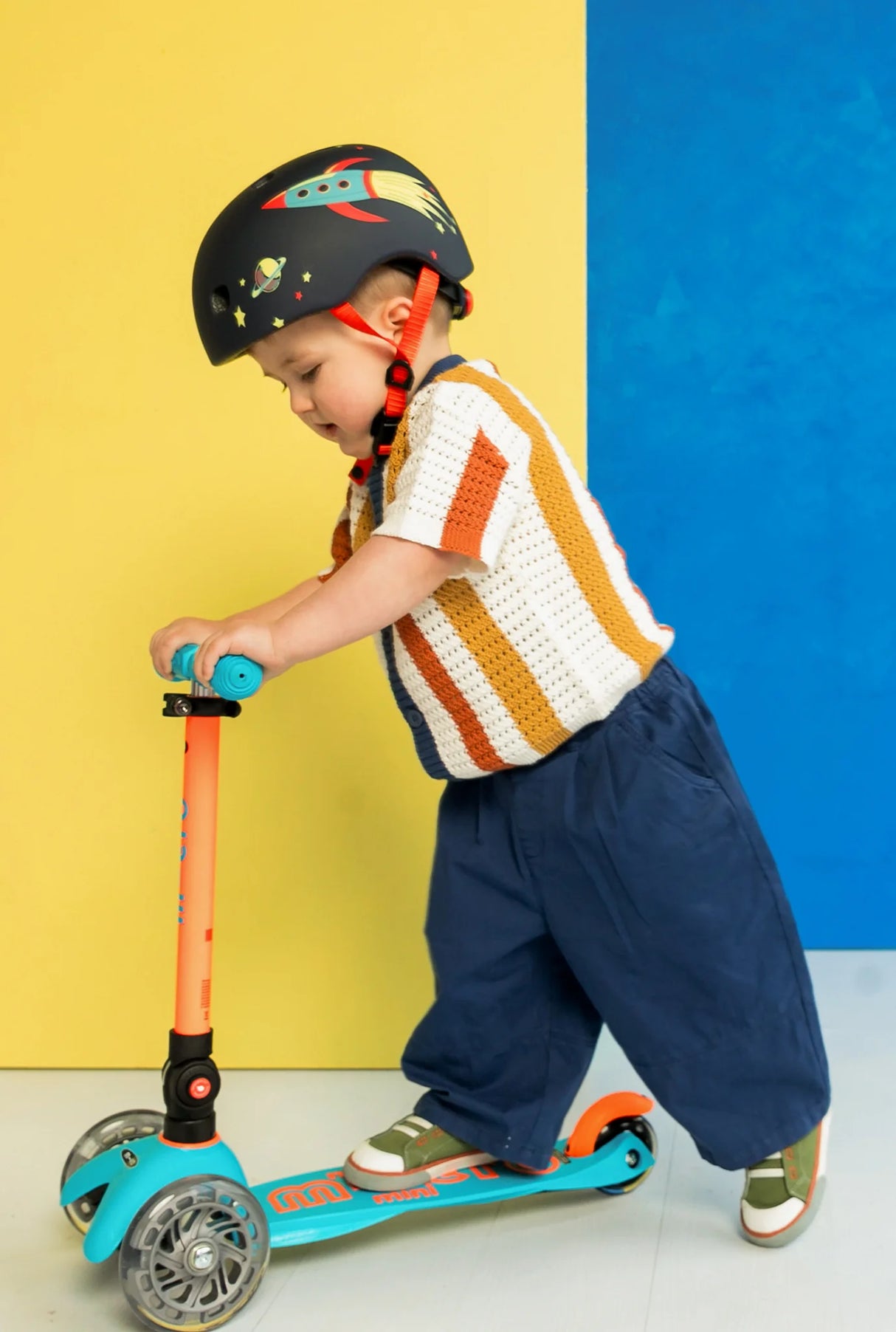 Mini Deluxe LED Foldable Sunset Orange/Aqua Scooter