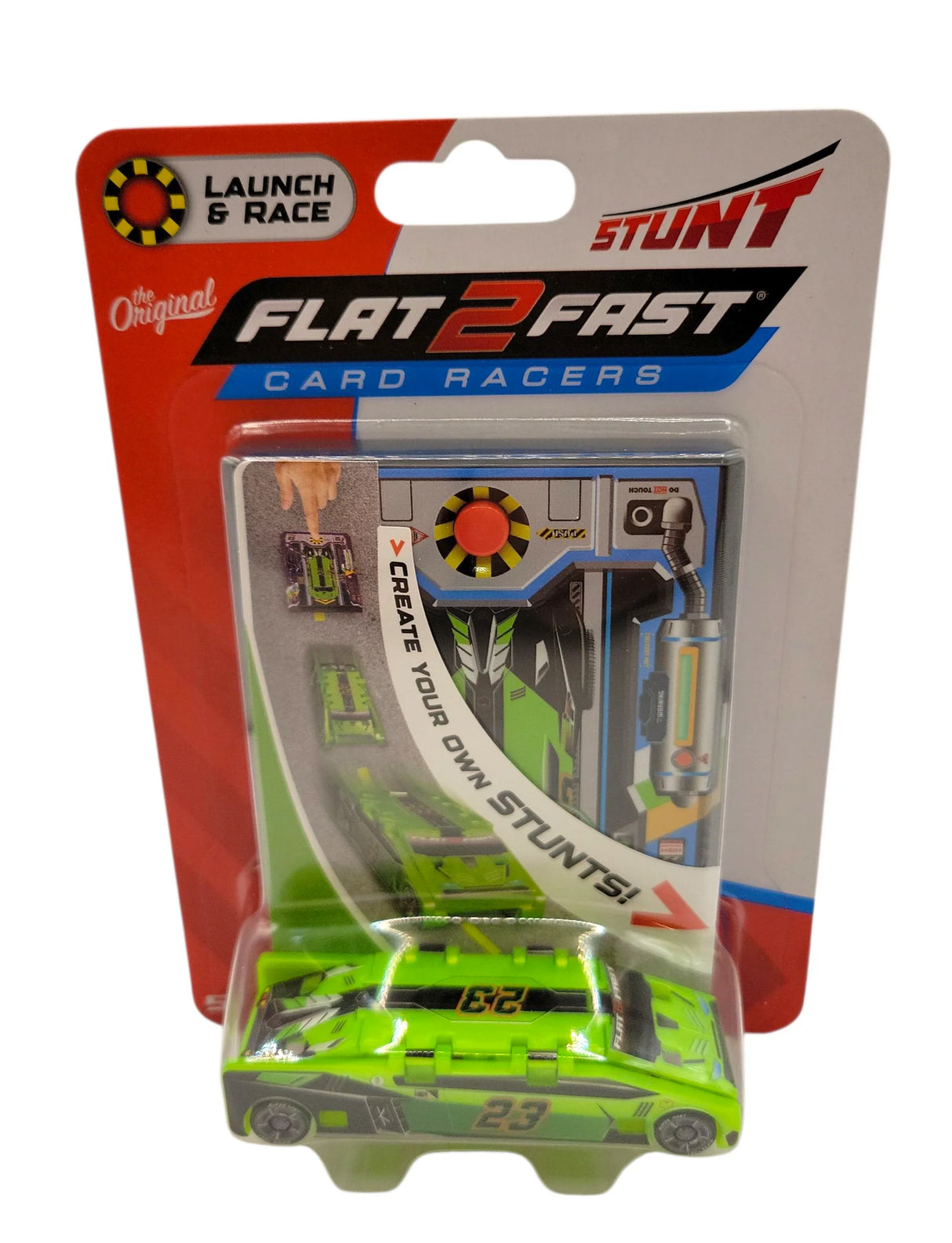 Green 23 Flat 2 Fast Stunt Card Racer