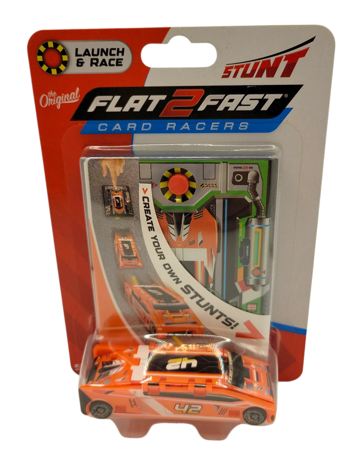 Orange 42 Flat 2 Fast Stunt Card Racer
