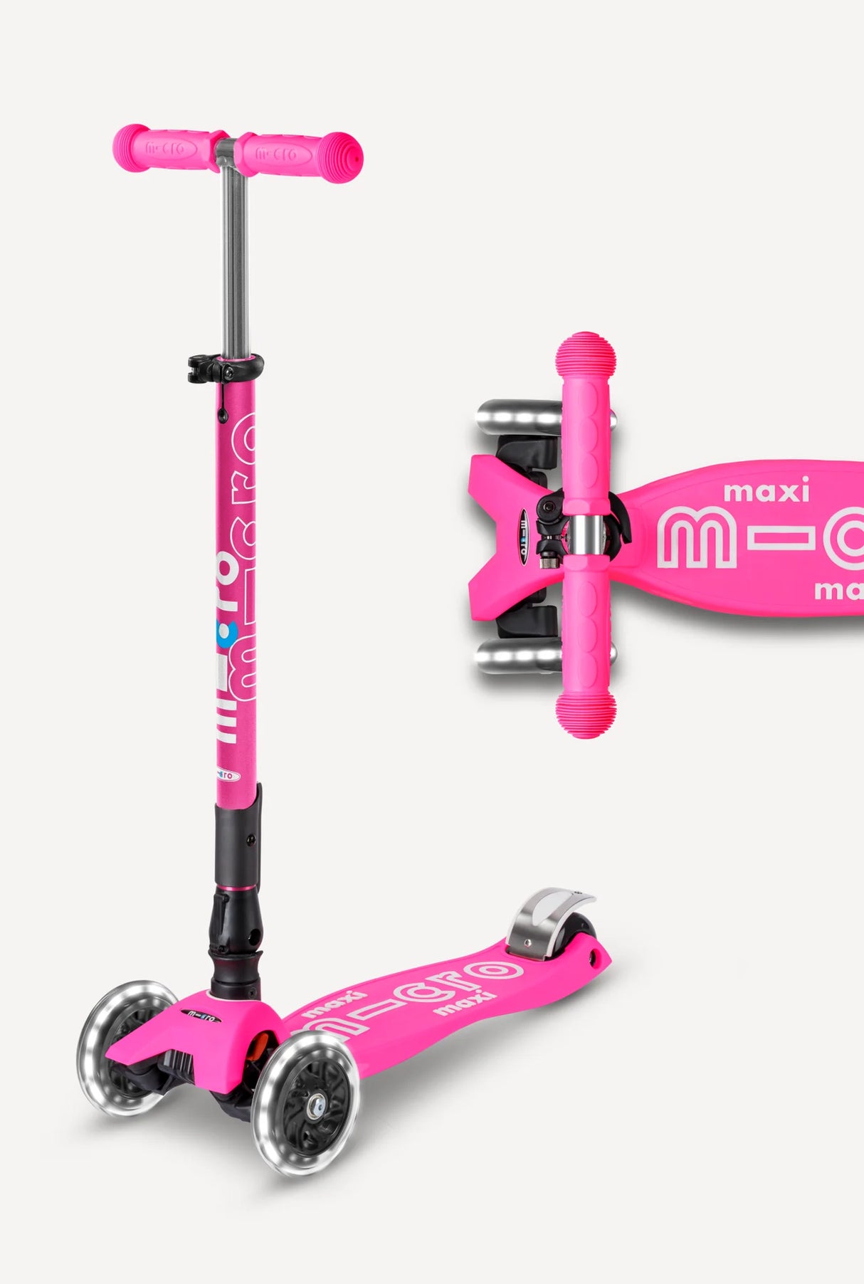 Maxi Deluxe LED Foldable Shocking Pink Scooter