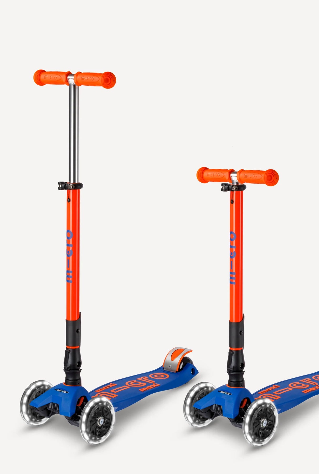 Maxi Deluxe LED Foldable Neon Blaze Orange and Navy Scooter