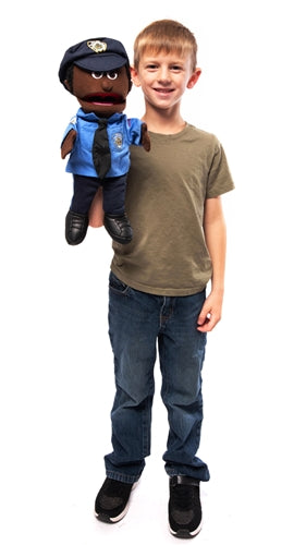 Silly Puppets Policeman Black Puppet 14"