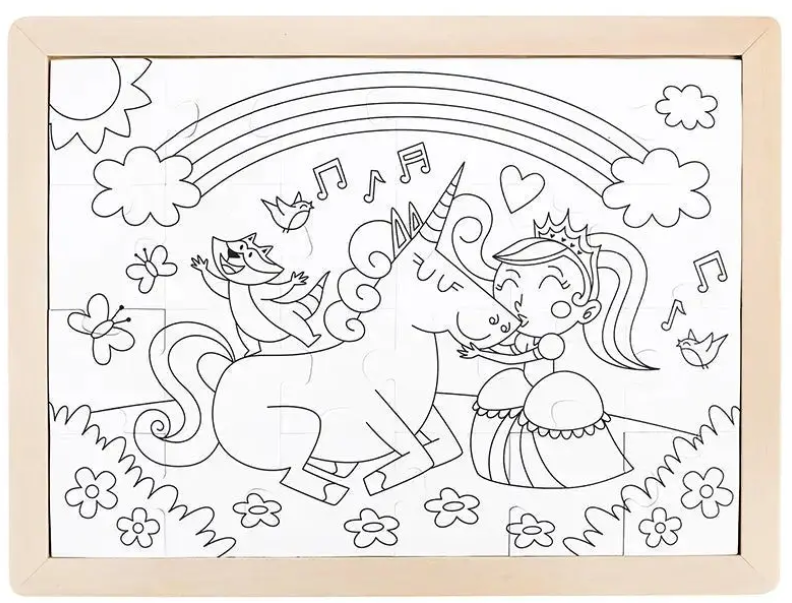 24 pc Unicorn Friends Wood Puzzle