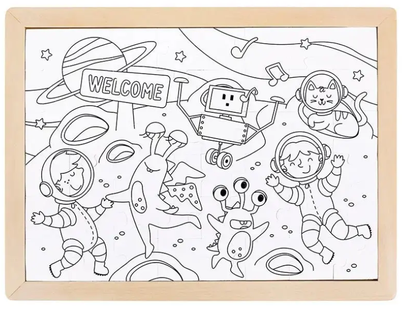 48 pc Space Friends Wood Puzzle