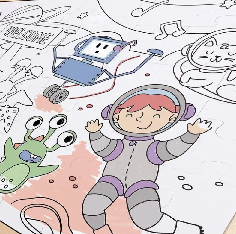 48 pc Space Friends Wood Puzzle