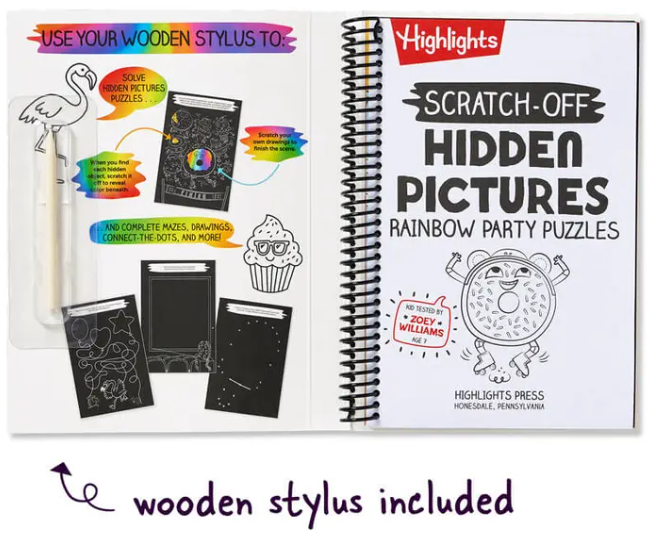 Scratch Off Hidden Pictures Rainbow Party Puzzles