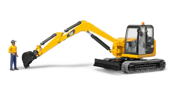Cat Mini Excavator With Worker