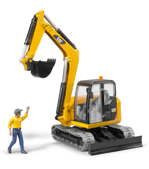 Cat Mini Excavator With Worker