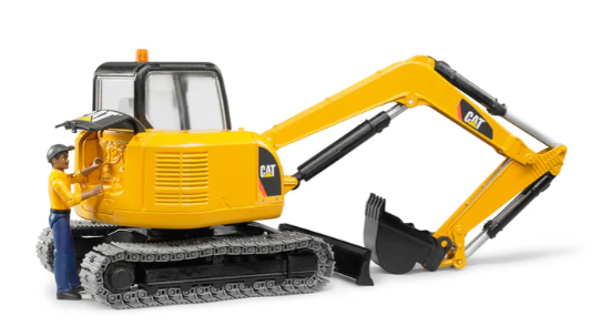 Cat Mini Excavator With Worker