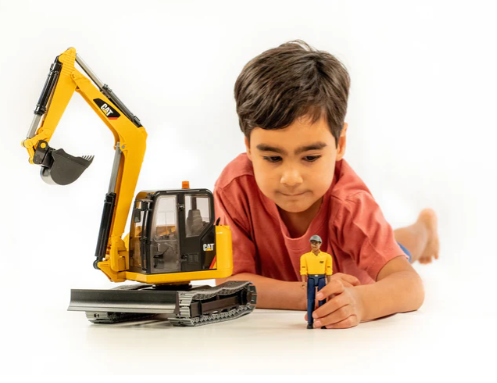Cat Mini Excavator With Worker