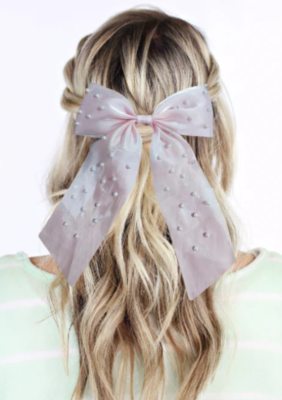 Long Pearl Hair Bows