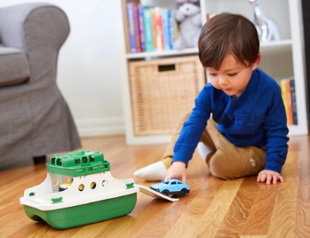 Ferry Boat Green White