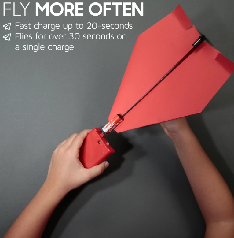 Red Powerup 2.0 Electric Paper Plane Kit