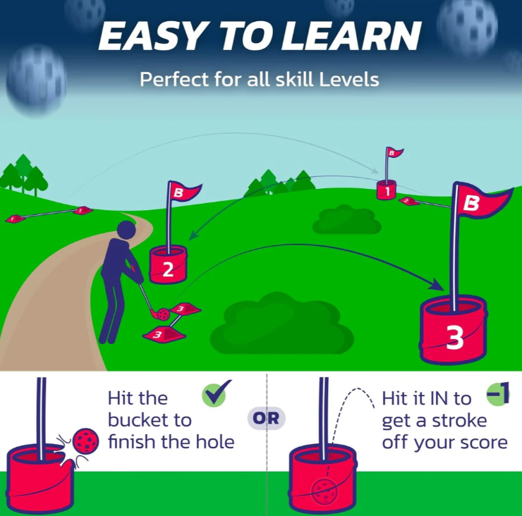 Bucket Golf Bundle 3 Holes with 2 Clubs