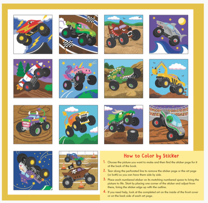 My First Color-By-Sticker Monster Trucks