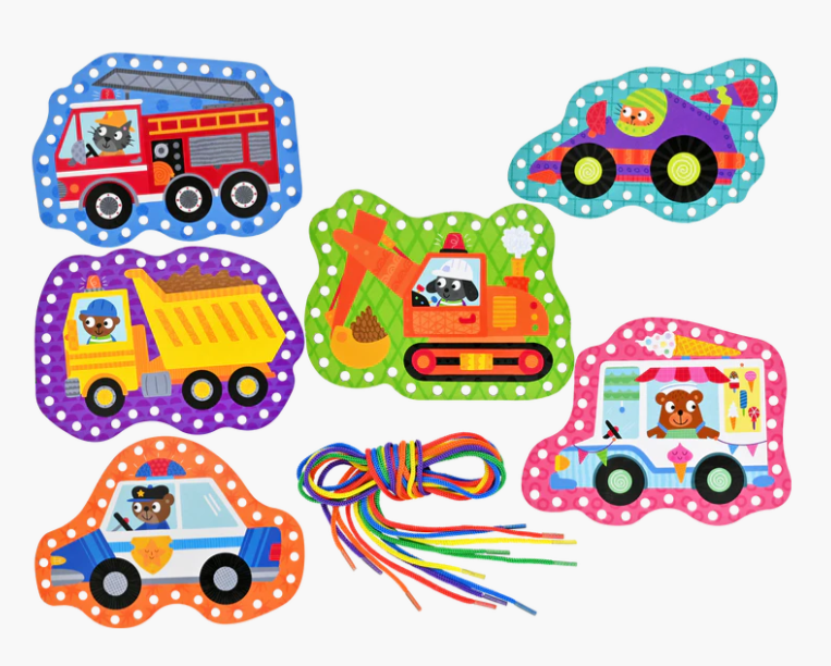 Cars And Trucks Lacing Cards