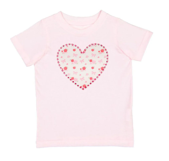 Dainty Rose Pearl Heart Patch Tee Size 3T