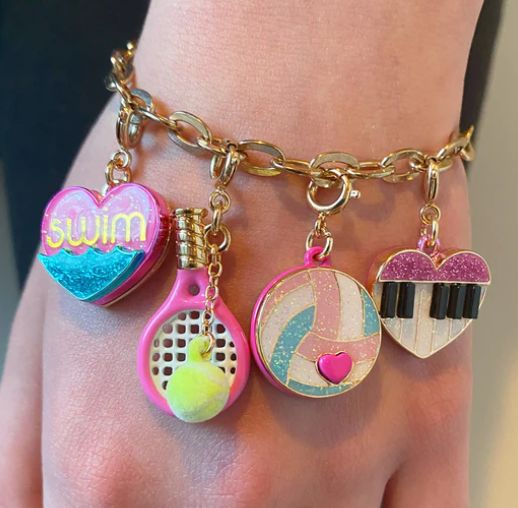 Glitter Volleyball Charm