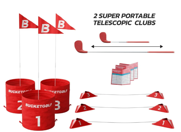 Bucket Golf Bundle 3 Holes with 2 Clubs