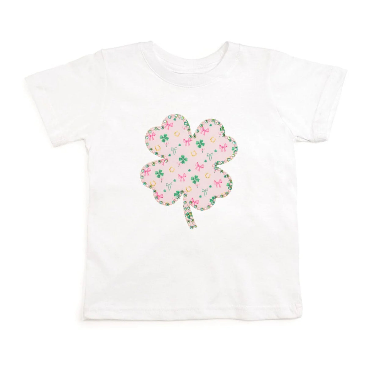 Ditsy Shamrock Patch White Tee Size 3T