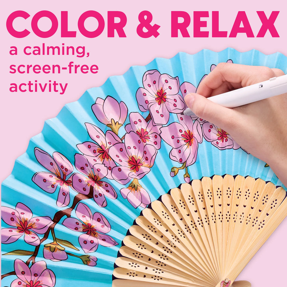 Cherry Blossom Paper Fan Coloring