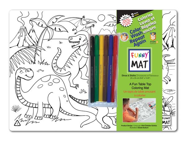 Funny Mats Set - Dinos And Sloths with markers