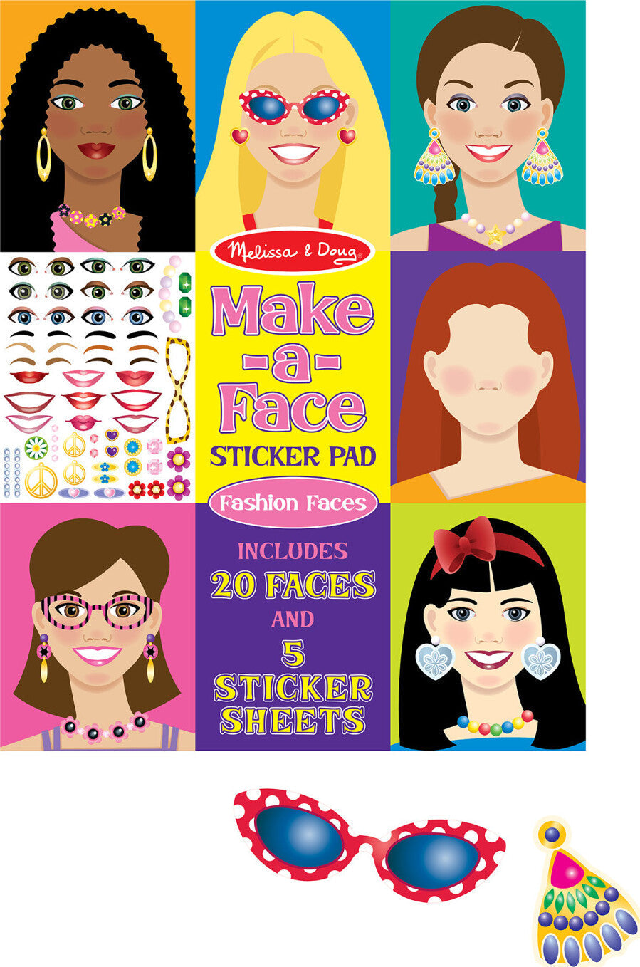 Make-a-Face Fashion Faces Sticker Pad