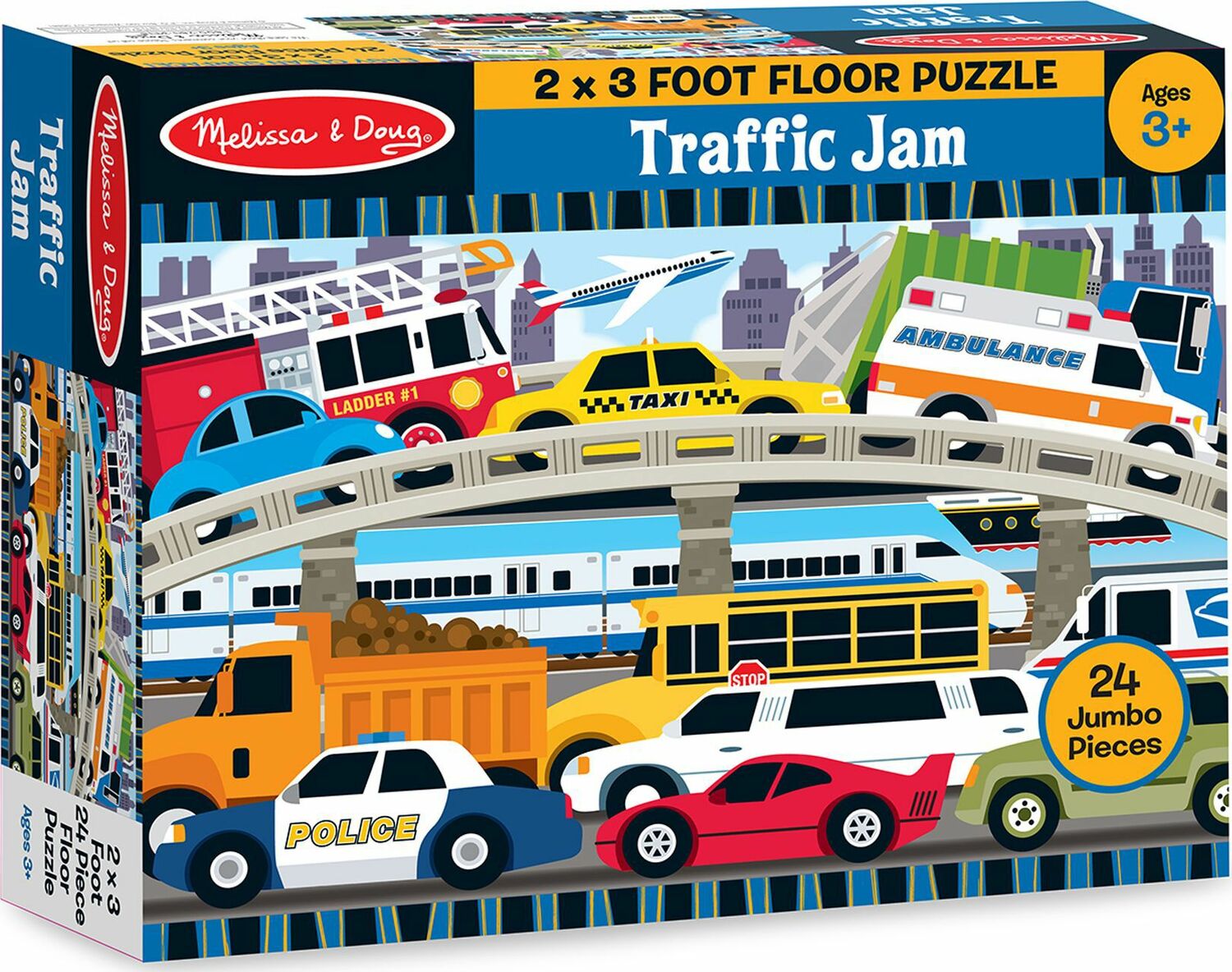 24 pc Traffic Jam Floor Puzzle 2'x3'