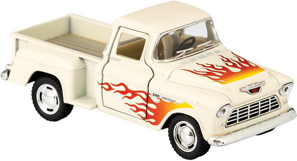 Diecast 55' Chevy Pickup w Flames (assorted colors)