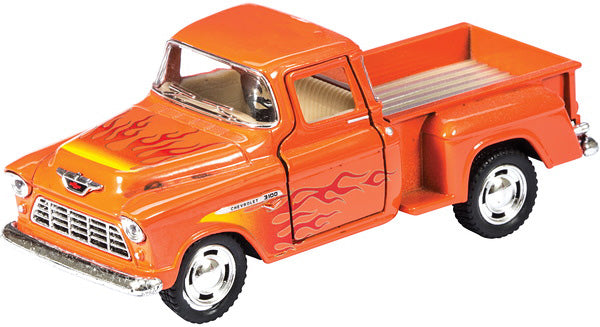 Diecast 55' Chevy Pickup w Flames (assorted colors)