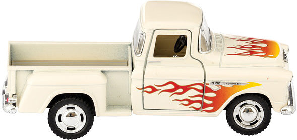 Diecast 55' Chevy Pickup w Flames (assorted colors)