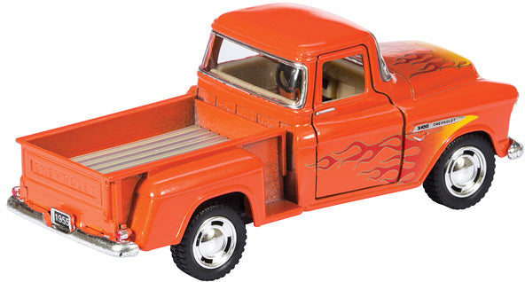 Diecast 55' Chevy Pickup w Flames (assorted colors)