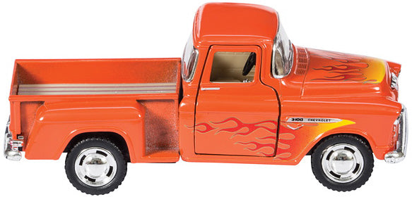 Diecast 55' Chevy Pickup w Flames (assorted colors)