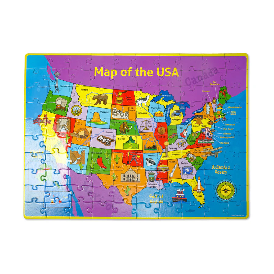 Usa Map Puzzle Trivia Game 100 Pcs