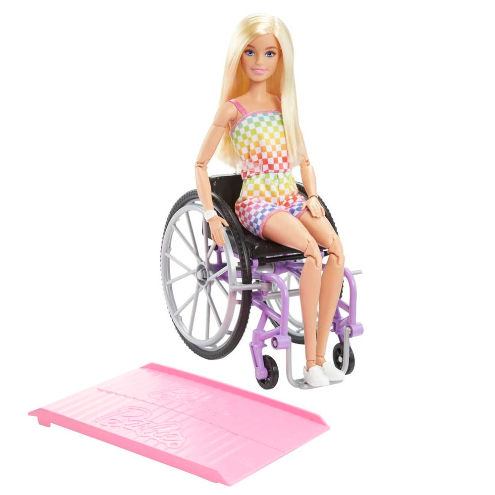 Barbie® Fashionistas™ Doll #194 With Wheelchair & Ramp, Blond Hair, Rainbow Dress & Accessories