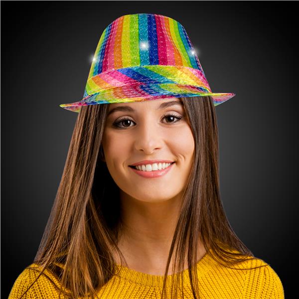 LED Rainbow Sequin Fedora