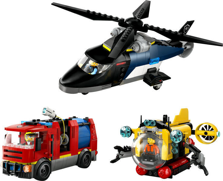 LEGO® City Helicopter, Fire Truck & Submarine Remix