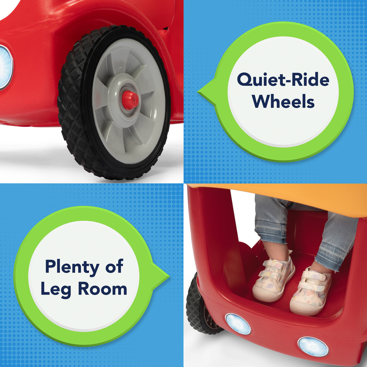 Roll and Stroll Quiet Ride Push Car for Toddlers