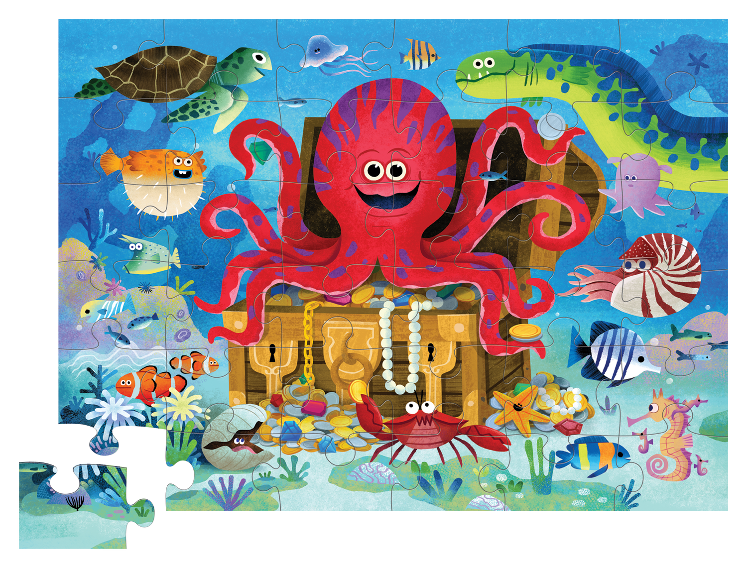 Octopus Treasure 36 Pc Shaped Box