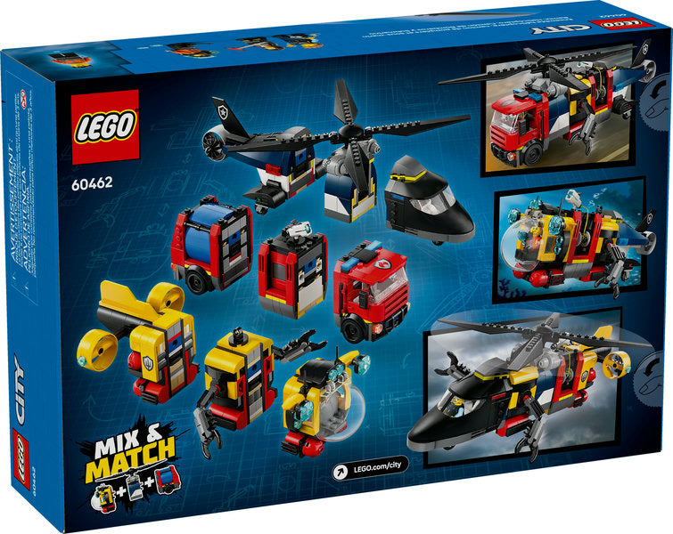 LEGO® City Helicopter, Fire Truck & Submarine Remix