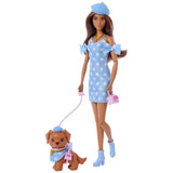 Barbie® Twinning Looks Fashion Doll With Pet Dog, Matching Blue Clothes & Accessories, Brunette