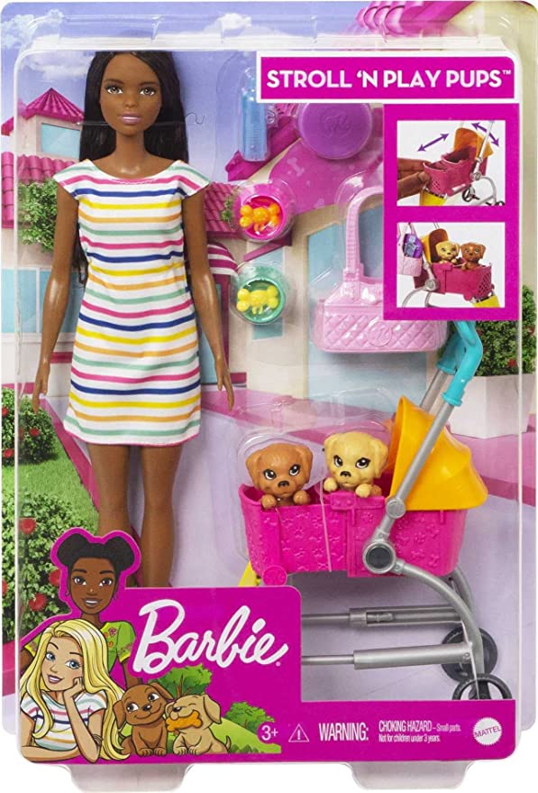 Stroll 'N Play Pups Barbie®  Brunette Playset