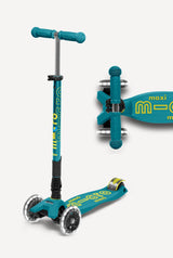 Maxi Deluxe LED Foldable Petrol Green Scooter