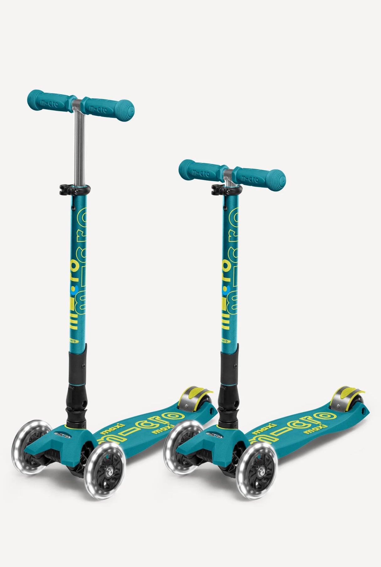 Maxi Deluxe LED Foldable Petrol Green Scooter