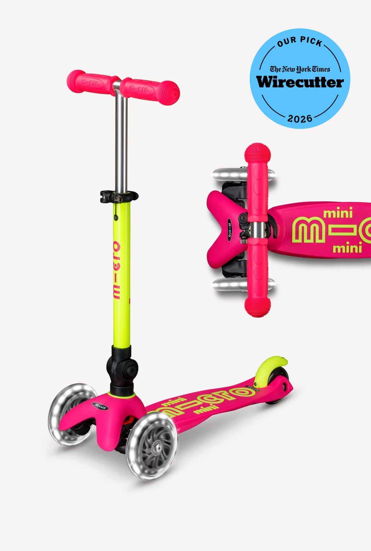 Mini Deluxe LED Foldable Flamingo Pinl/Yellow Scooter
