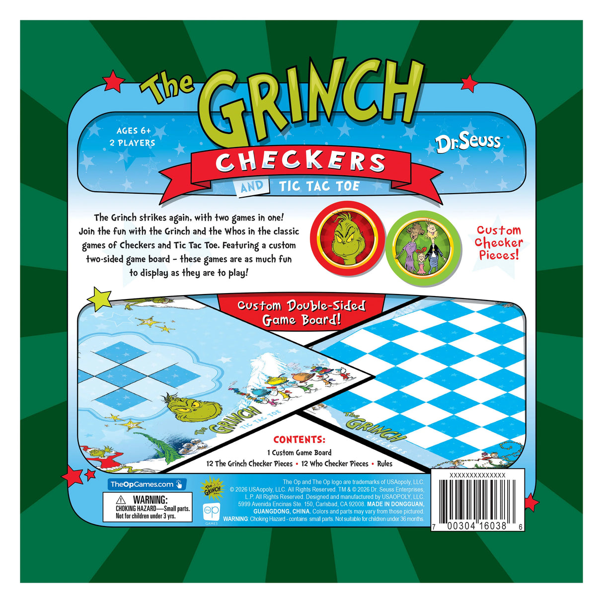 Grinch Checkers And Tic Tac Toe