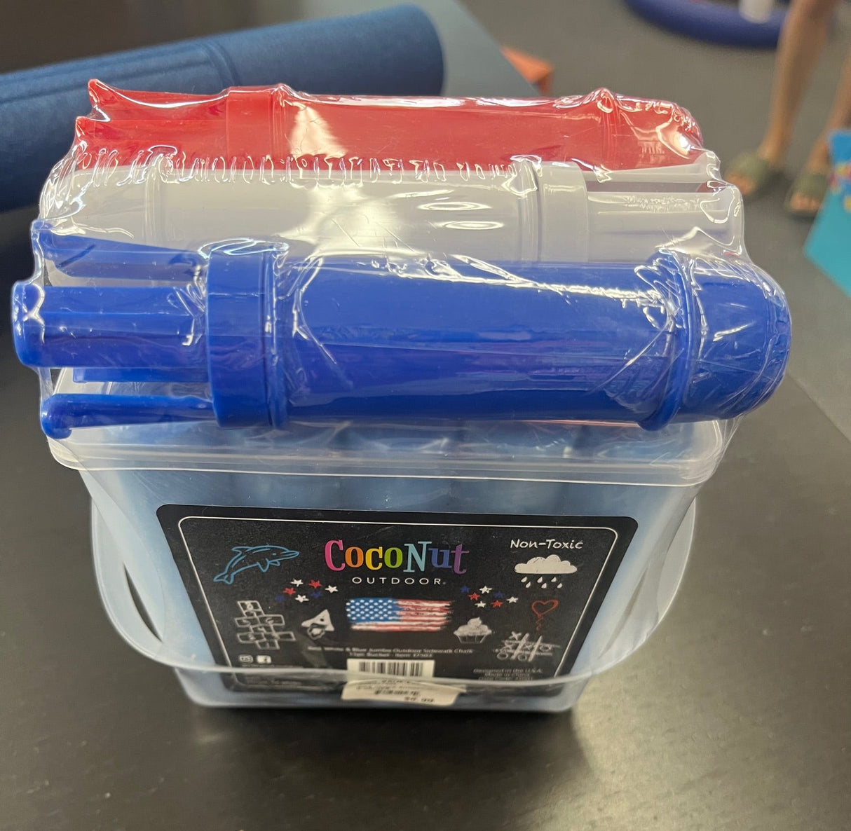 Red White and Blue Chalk Bucket With Holder